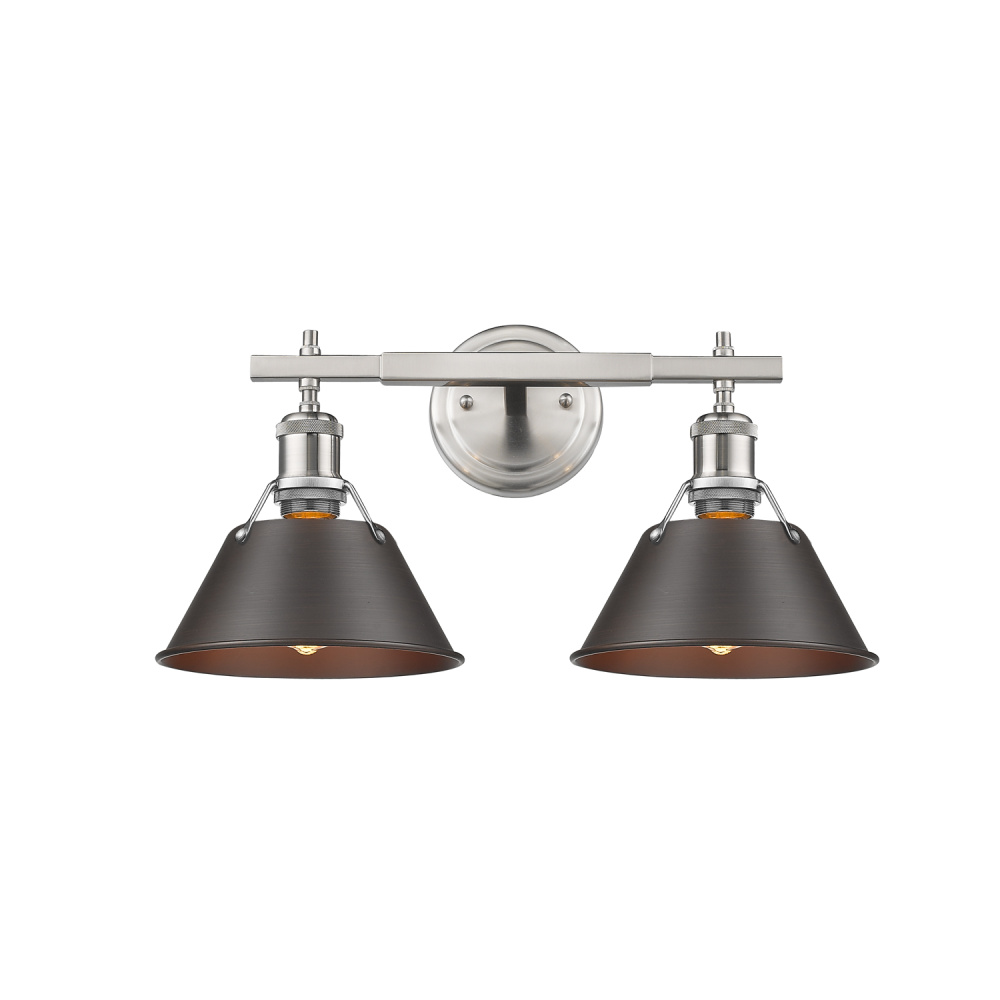 Yep by Golden Lighting Orwell 2-light Vanity in Pewter and Rubbed Bronze shade